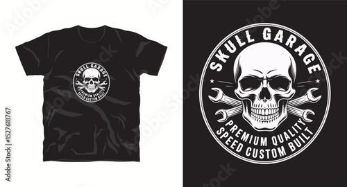 Graphic t-shirt design with skull and slogan. Vintage typography. Skull with hat. Ready to print on t-shirts, posters, apparel, shirts and fashion. Vector illustration