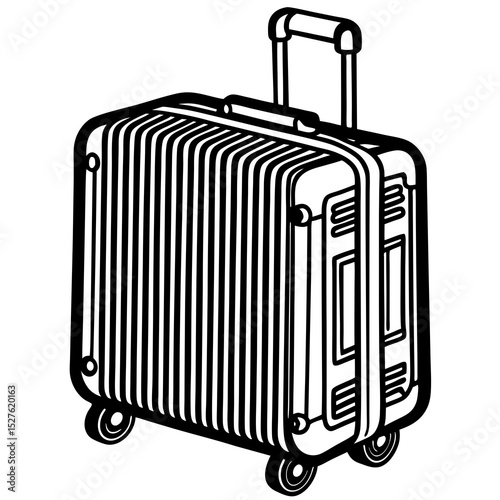 Rolling suitcase illustration black and white