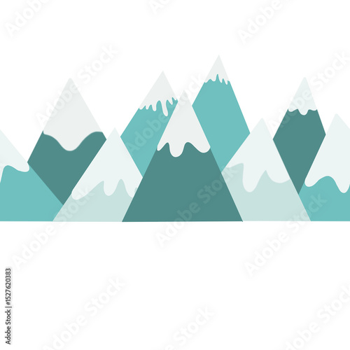 Dancing mountains snowy peaks seamless border 
