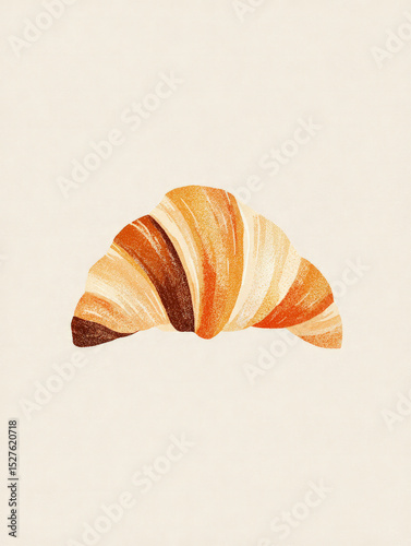 Minimalist illustration of a croissant with warm, textured tones.