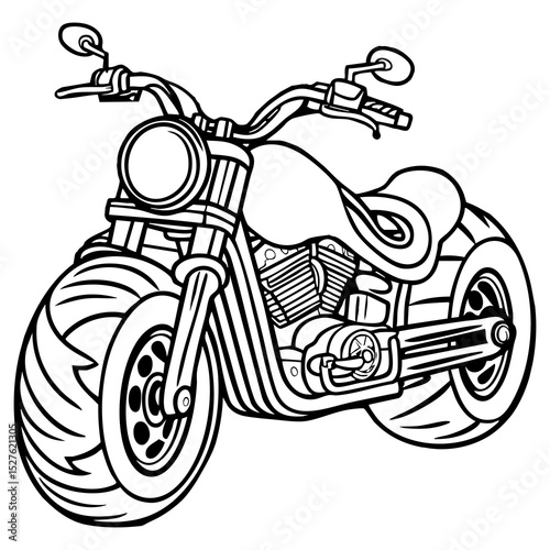 Classic Chopper Motorcycle Coloring Page