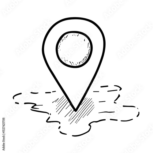 doodle sketch vector icon of a location pin