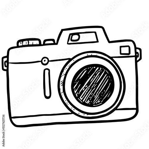 doodle sketch vector icon of a camera 