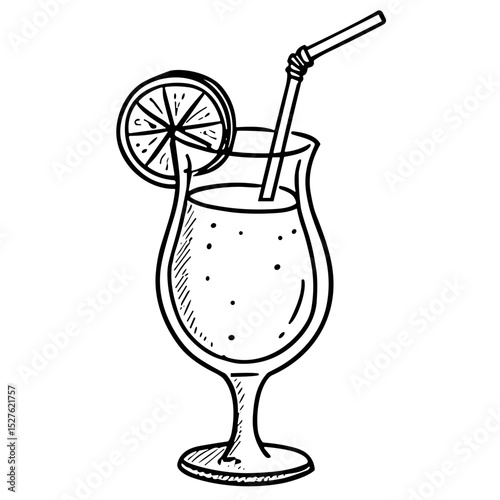 doodle sketch vector icon of a cocktail