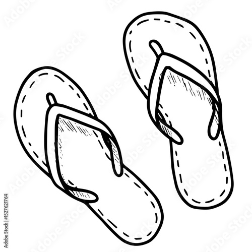 doodle sketch vector icon of flip flops