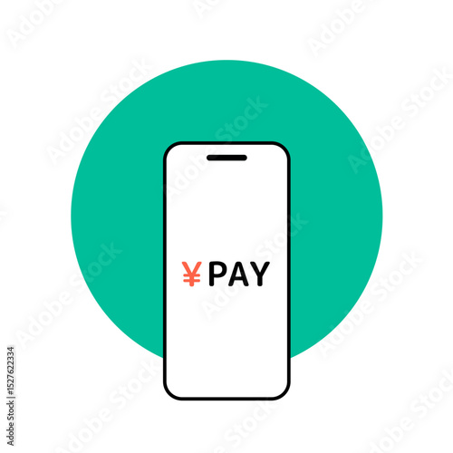 スマートフォンでキャッシュレス決済をするイメージイラスト素材
