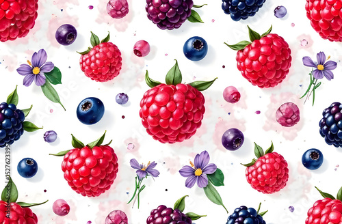 Seamless pattern with berries, bright berries on a white background good for textiles, wrapping paper, background
