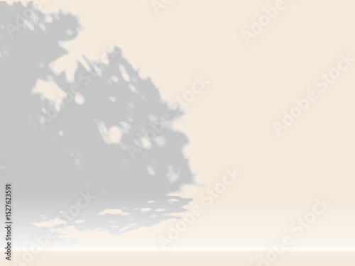 Empty Table with Tree Shadow on Wall Texture Background, Suitable for Product Presentation Backdrop, Display, and Mock up.