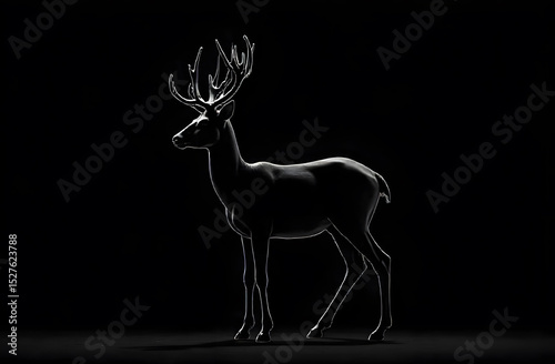 Deer silhouette on black background  photo