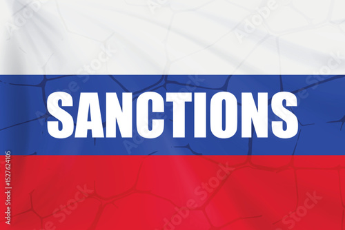 Russia Sanctions Concept Flag Background.