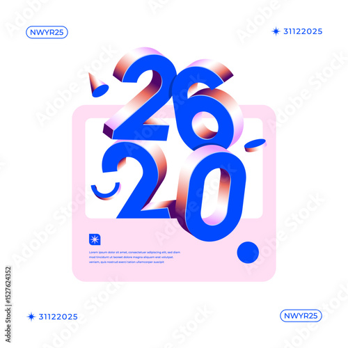 A vibrant and modern design showcasing the year 2026 in a dynamic color combinations