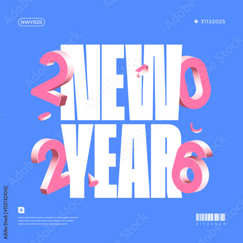 A vibrant and modern design showcasing the year 2026 in a dynamic color combinations