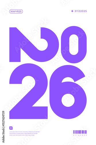 A vibrant and modern design showcasing the year 2026 in a dynamic color combinations