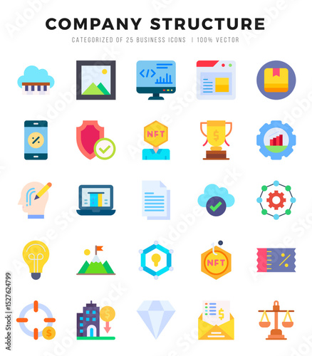 Company Structure web icons in Flat style.