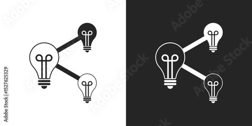Idea sharing, networked lightbulbs representing collaboration, innovation, and knowledge exchange icon vector