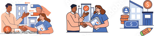 Business Deal Vector Illustration: Partnership, Finance, Investment