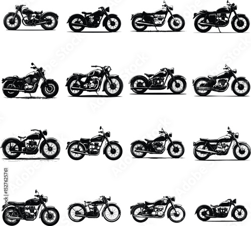 Motorcycle Art Collection of Classic Motorbike Designs for Prints and Digital Use