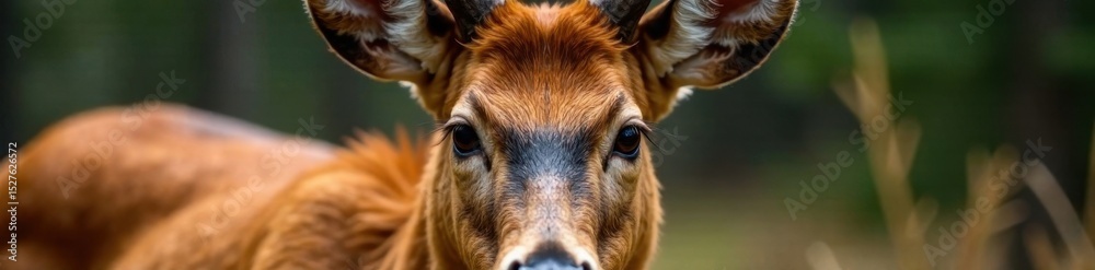 Fototapeta premium Dense, reddish-brown deer fur, intricate detail, fur, pattern, fibers