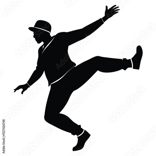 Dynamic Silhouette of a Male Dancer Performing a Energetic Dance Move