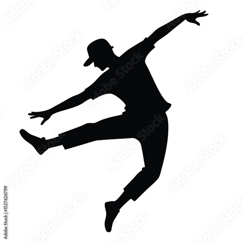 Energetic Dancer Silhouette Man in Motion, Artistic Movement, Stylish Pose