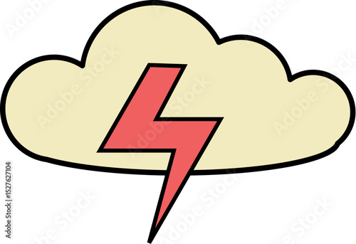 cloud and lightning retro 90s style 