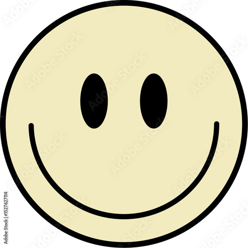 smiley face icon retro outline style