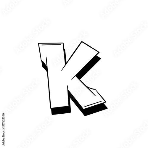 alphabet graffiti letter K isolated textured