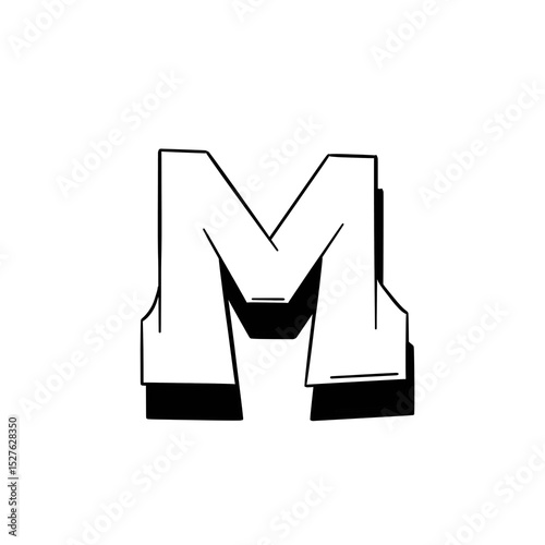 alphabet graffiti letter M isolated textured