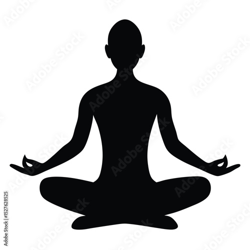 Silhouette of Person in Lotus Position Performing Yoga Meditation Practice Poses
