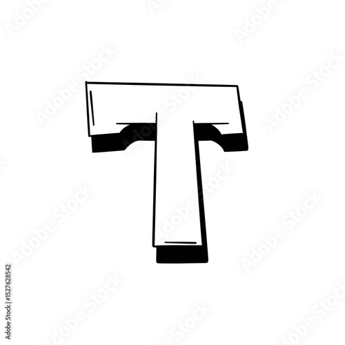 alphabet graffiti letter T isolated textured
