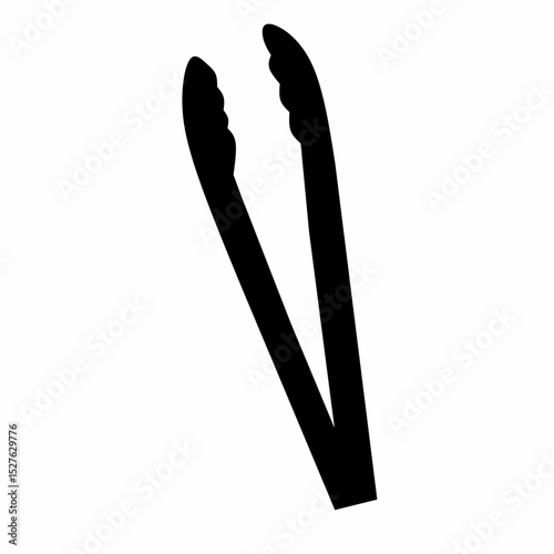Fried food tongs silhouette. Great for kitchenware logos, and cooking logos. cake tongs.