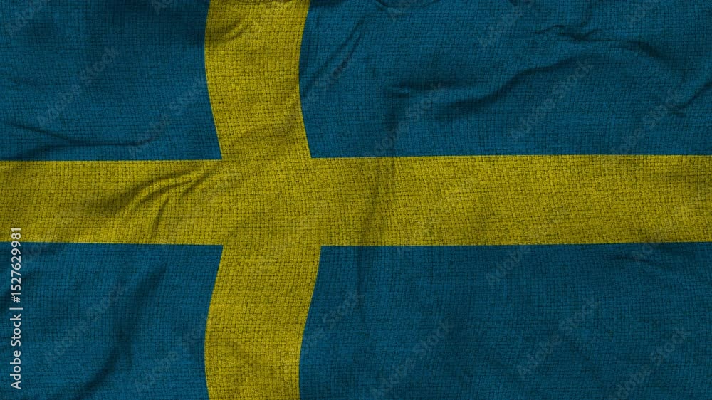 Sweden flag animation seamless loop. 4k