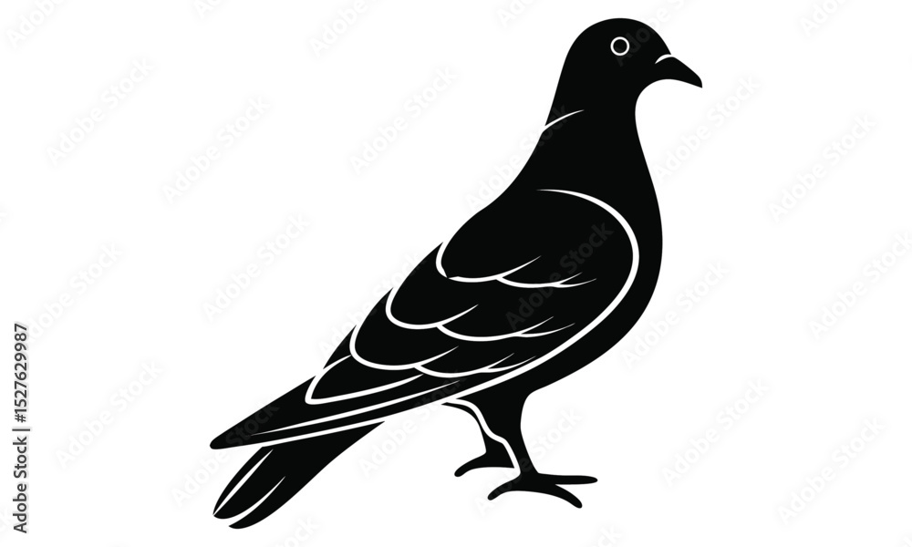 Obraz premium A Stark Black Silhouette of a Peaceful Dove AI-Generated Bird Illustration