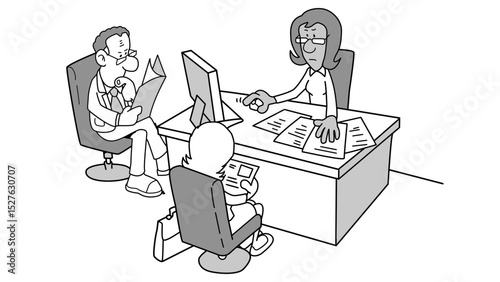 Serious businesswoman interviewing a job applicant