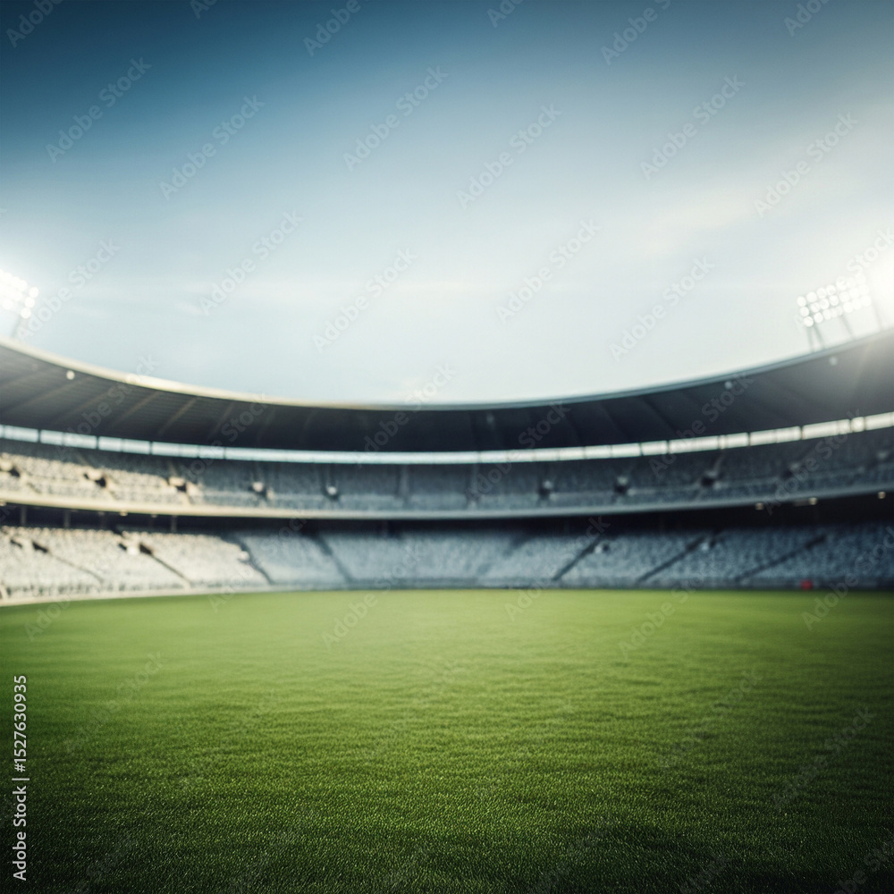 Fototapeta premium a large stadium with a well-maintained green grass field.
