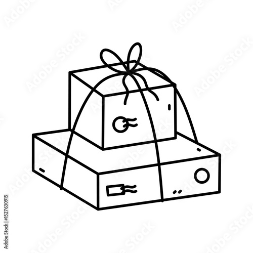 Postal parcels isolated on a white background. Vector hand-drawn illustration in doodle style. Perfect for decorations, logo, various designs.