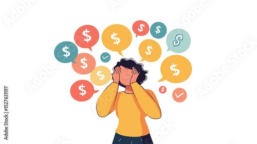 2D animation of a Woman with Financial Stress