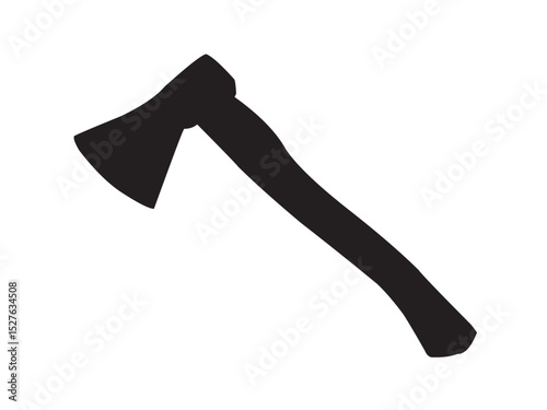 Vector isolated axe tool colorless black and white outline silhouette shadow shape stencil solid black