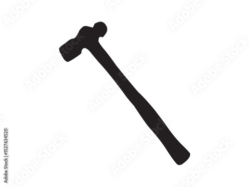 Vector isolated hammer tool colorless black and white outline silhouette shadow shape stencil solid black