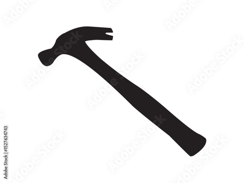 Vector isolated hammer tool colorless black and white outline silhouette shadow shape stencil solid black