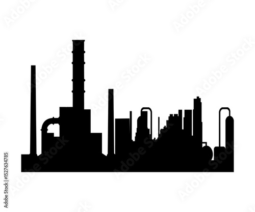Industrial Factory. Factory icon illustration. Industry power, chemical manufacturing building warehouse. Industrial factory with chimneys vector design and illustration.