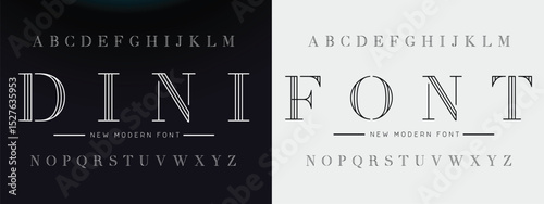 Creative Outline Double line monogram alphabet and tech fonts. Lines font regular uppercase and lowercase. Vector illustration.