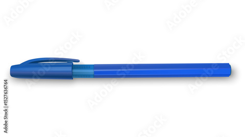 Blue ballpoint pen on a white background