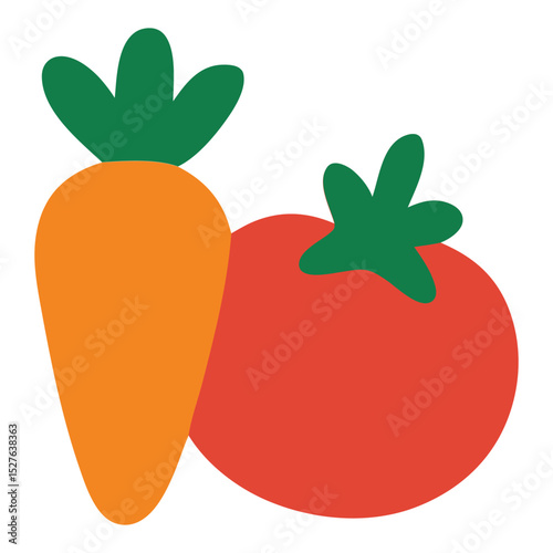 Seasonal produce vibrant carrot plump tomato. Perfect for food blogs, recipes, health magazines, and grocery store advertisements.