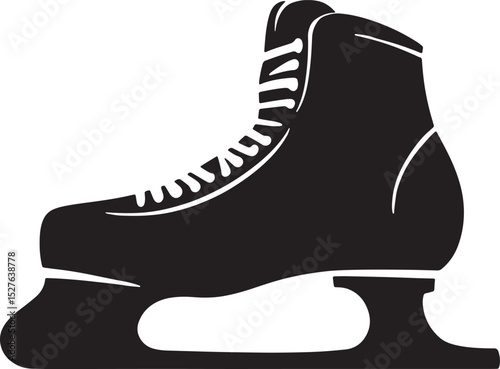 Ice Skate Silhouette Vector Illustration Isolated on White