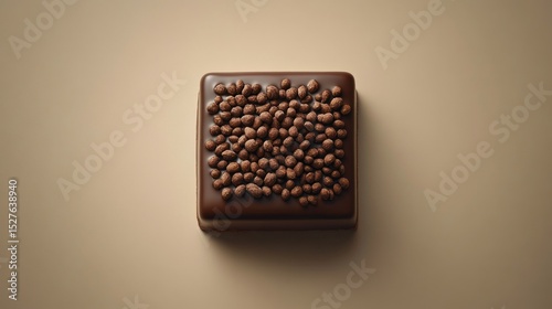 Square chocolate confectionery topped with chocolate sprinkles