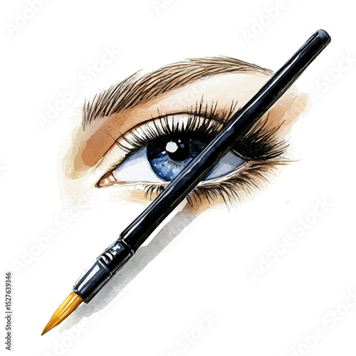 Eyeliner, watercolor painting vector, high quality, isolated on a white background.