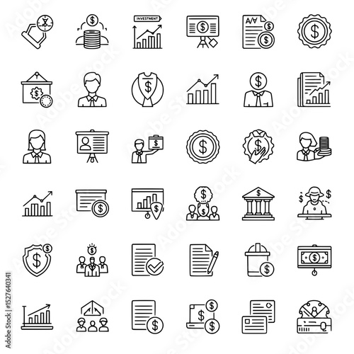 Business and Finance Line Icons Set
Collection of Modern Business Outline Icons
Universal Business and Office Vector Icons
Financial Management and Banking Icon Pack
Corporate and Economic Glyph Icons