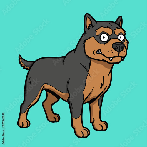 Charming cartoon Doberman dog displaying playful and energetic personality