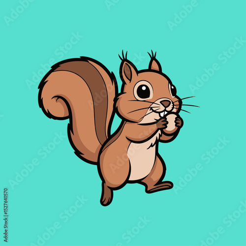 Charming Squirrel with Bushy Tail Holding Nut Surrounded by Nature
